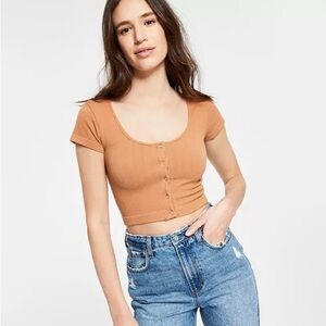 HIPPIE ROSE Junior's Seamless Henley Top size  M